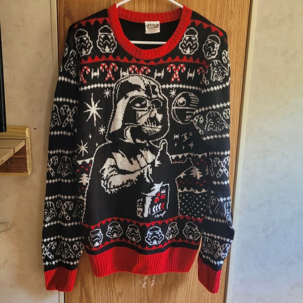 Star Wars Mens Medium Darth Vader Death Star Ugly Christmas Sweater Lucasfilm